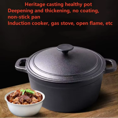 Hot Selling Black Round Camping Saucepan 20/23/26/28 cm Non Stick Cookware Set Cheap Cookware Dutch Oven Cast Iron Stockpot photo-3