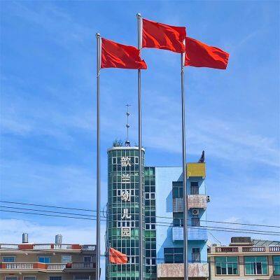 Outdoor Stainless Steel Flagpoles: 15m Tapered Type Lifting Type (Manual & Electric), High Flagpoles for Hospitals and Construction Sites Made
