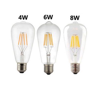 ST64 Clear Glass LED Filament Light Bulbs