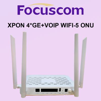 Focuscom FC2104C XPON ONU Двухдиапазонный Wi-Fi 5 AC1200 Гигабитный ONT 4*5дБи Антенны высокой мощности GPON/EPON Автоадаптивный режим моста/маршрутизатора для сети FTTH