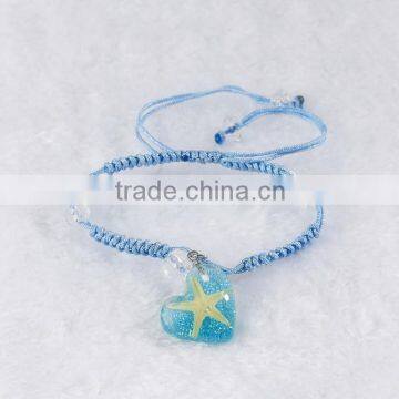 Latest design heart shape starfish resin bracelet bangle