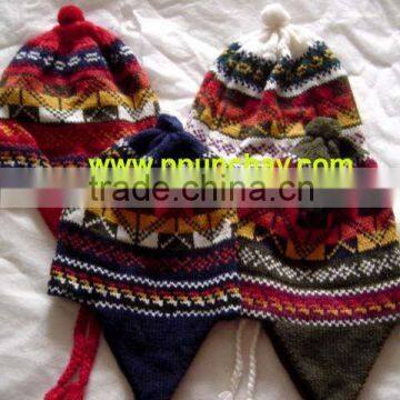 Chullo Earflap Hat Knitted Unisex Peru