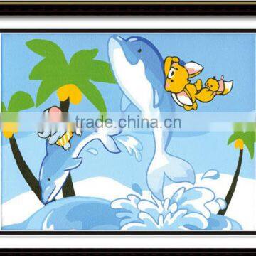 Carton dolphin animal DIY digital oil painting by numbers