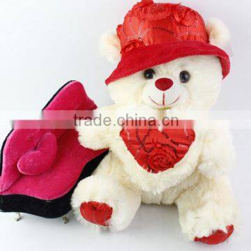 12'' Plush Valentine Heart Bear Toy/Couples bear for valentine gift/valentine gift bear toy