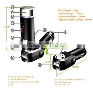 Wireless Bluetooth FM Transmitter Handsfree Car Kit/Adapter With USB Port/Car Charger, Micro SD Card for Cellphones Power Chargi photo-4