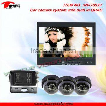 RV-7003V car backup camera system with 7inch waterproof, metal housing, QUAD LCD monitor