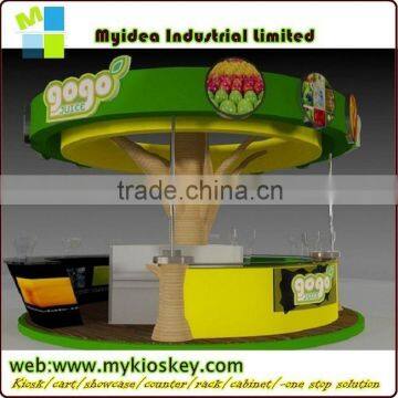 round tree shape wooden smoothie kiosk design for mall