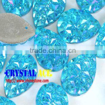 Tear drop Aquamarine AB all star with 2 holes DIY mobile phone decoration China wholesale