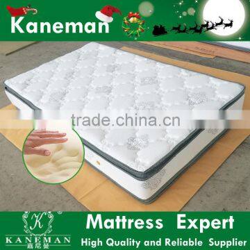 High density memory foam vacuum compressing double pillow top spring mattress