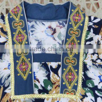100% Rayon Simple Styling Traditional Print Muslim Abaya With Embroidery photo-5