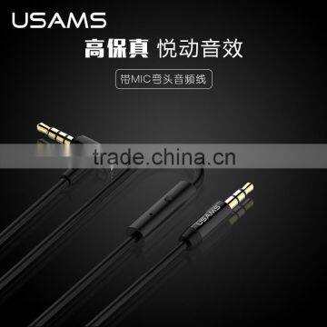 USAMS With Mic Audio Cable for Universal Mobile Phone Headphone 3.5mm Stereo Audio Curved Cable 1M Male to Male Cable MT-5774 photo-3