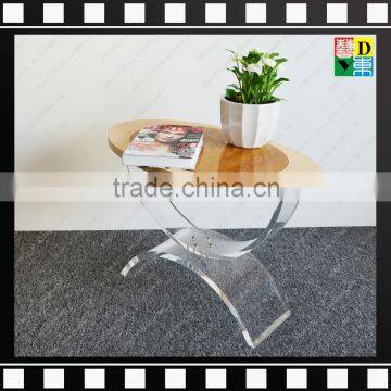 2016 Popular Customed Transparent Clear acrylic coffee table with stone top From China