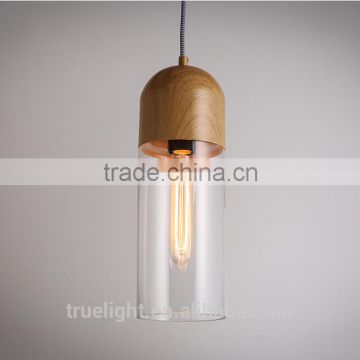 Modern Glass Pendant Lamp and chandelier with wood grain paint china supplier