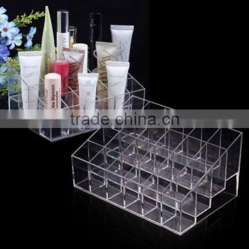 Acrylic 24 Lipstick Holder Cosmetic Brush Organizer Display Stand Case