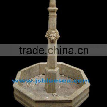 Antique Pool Fountain With Lion Carving