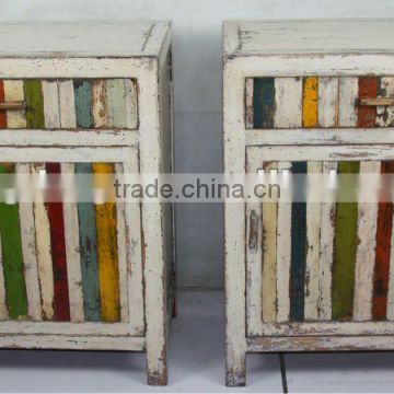 Chinese antique colourful bedside cabinet