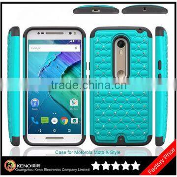 Keno Hybrid Studded Diamond Bling Case Cover for Motorola Moto X Style