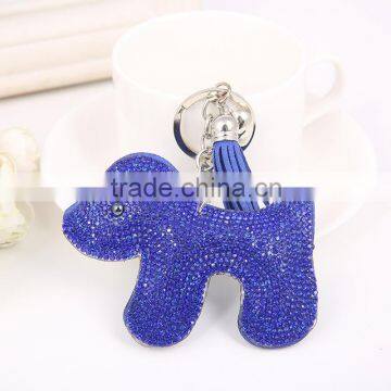 New Fashion PU Crystal Dog Pendant Key Chain Car Docoration Accessories Women Bag Accessories Fashion Jewelry Gift