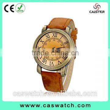 cheap products on Alibaba, retro vintage brass case watch, classic roman numerals watch face, multi-color leather watch