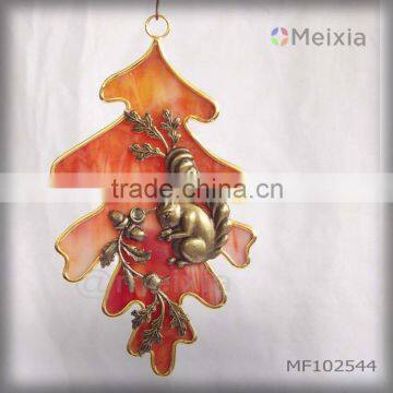 MF102544 tiffany style soldered stained glass tree and squarrel window suncatcher wall hanging for home decoration item wholesal