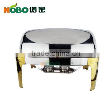 High-capacity stainless steel roll top hotel food warmer/chafing dish