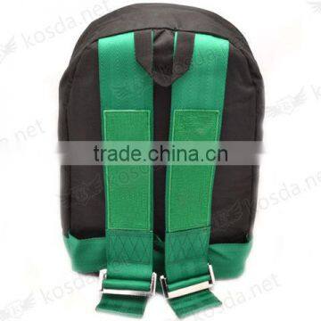 2016 New Cheap Classic Green and Black Belt Harness Canvas Racing Backpack Laptop Bag,Shoulder Car Backpack Bag