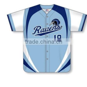 Custom Full Buttons Sublimated Short Sleeve Ravens Baseball Jersey/Shirt made of Moisture Wicking Cool Polyester fabric