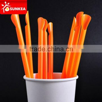 Cold drinking multicolor plastic spoon straws