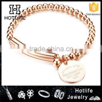 bead jewellery rose gold IP plating engraving tag bracelet