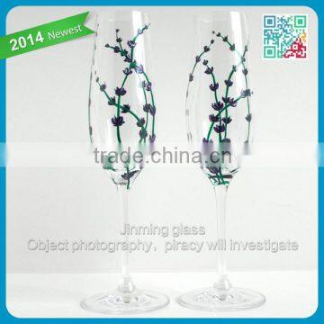 Lavender Toasting Flutes wine glass Set of 2 Personalized Purple Green and Silver Champagne Wedding Flutes