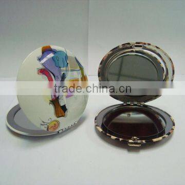 Round aluminium frame casing cosmtic mirror &Metal folding compact pocket mirror