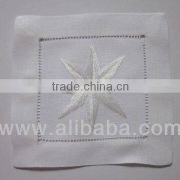 Linen Embroidery Coaster Star Pattern