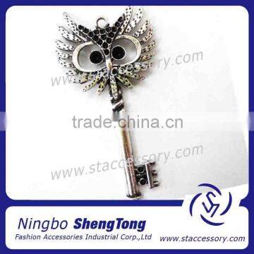 Owl Head Silver Alloy Locket Charms For Fashion Jewelry