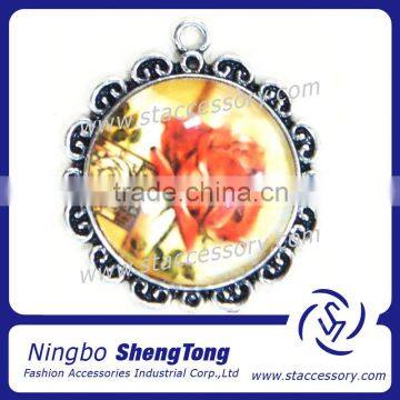 Jewelry Material Red Rose Metal Photo Charms