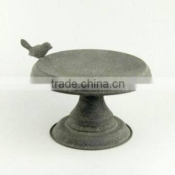 Small Round Antique Gray Metal Bird Feeder photo-1