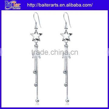 Fashion solid 925 sterling silver star long earrings,long tassel earring wholesale                        
                                                Quality Choice