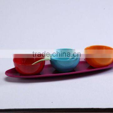 Chinese colorful plastic saucer ice cream bowl and spoon set