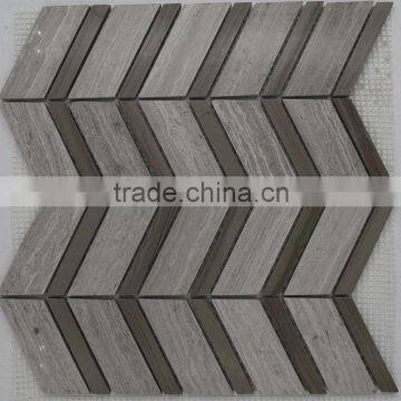 Chinese white wooden grain marble mosaic tile