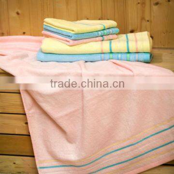 100% cotton solid color plain border bath/face towel