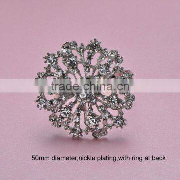 M0455-ring) 100pcs/lot Elegant Wedding Flower Rhinestone Napkin Rings,,50mm diameter ,with 40mm ring ,nickle or gold plating