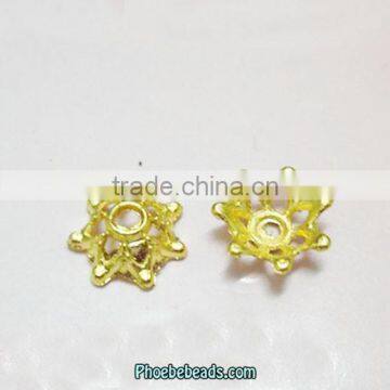 Wholesale 9mm Gold Flower Tibetan Beads Cap For Making Bracelets PB-BC017