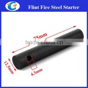 5 Inches Survival Drilled Ferrocerium Flint Fire Starter Rod with Keychain Ring