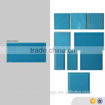 foshan 10x20 sizes blue tile, glazed interior decorative wall tile kitchen