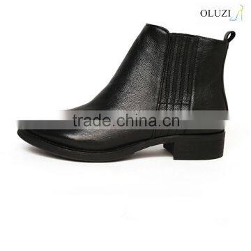 OLZB24 new supplied genuine leather high quality leather upper closed comfortable round toe half boots women