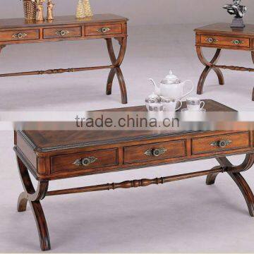 CF30006 French Country X Legs Coffee Table with drawers