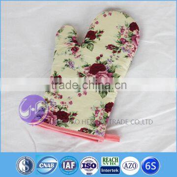 Flower Printing Slubbed fabric Kitchen oven mitt