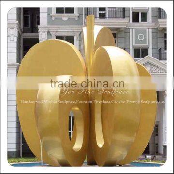 Large Garden Metal Golden Apple Stainless Steel Sculpture