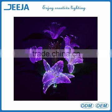 Home Decoration Red Five Lily Artificial Fiber Optic Flower Light