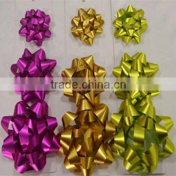 Star Bow Made By Matte Metalic Printing Poly Ribbon For Holiday Gift Decoration