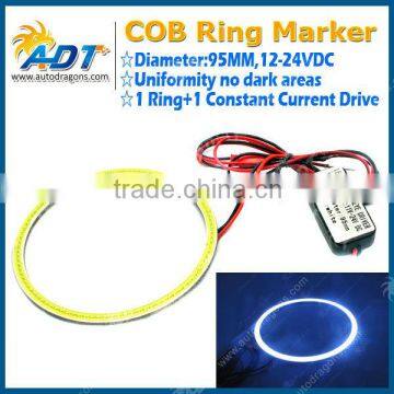 1Pair 90MM Car Led Headlight COB LED Halo Ring Angel Eyes Warning Lamps
